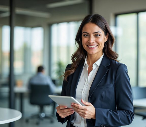 Female professional smiling at work