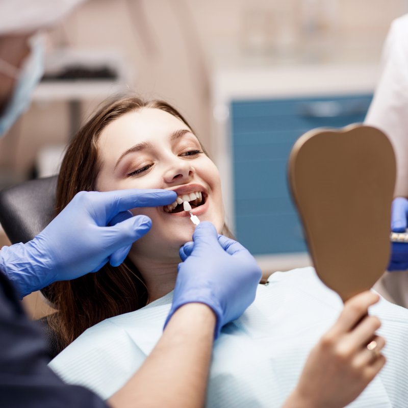 female patient receiving cosmetic dentistry