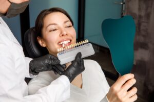 woman preparing for cosmetic dentistry